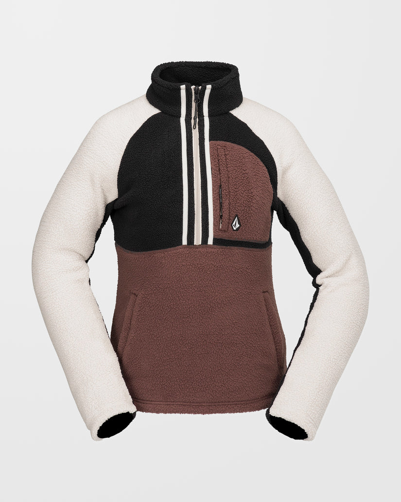 Sweat sherpa col zippé - Mahogany