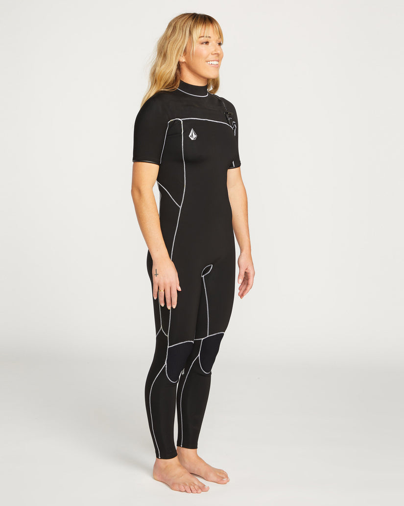 Combinaison de Surf 2 mm à Manches Courtes Zippée Poitrine - BLACK